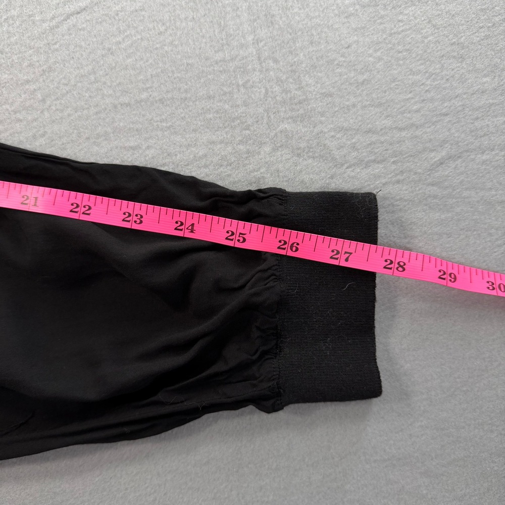 Black Jogger Pants Women Medium Elastic Waist Ribbed Cuffs Minimalist Date Night - Picture 4 of 8